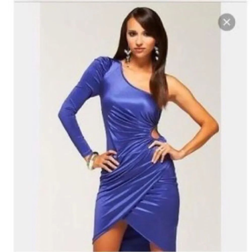 Y2K Bebe Kardashian One Shoulder Ruched Cut Out Design Dress Feminine Event